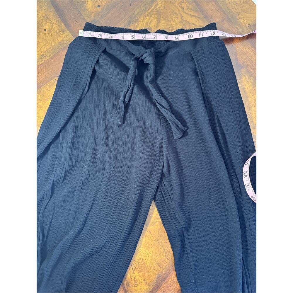 KONA SOL Black Tie Front Side Slit Swimsuit Cover Pants Medium Gauzy Vacay Pool - Picture 8 of 10